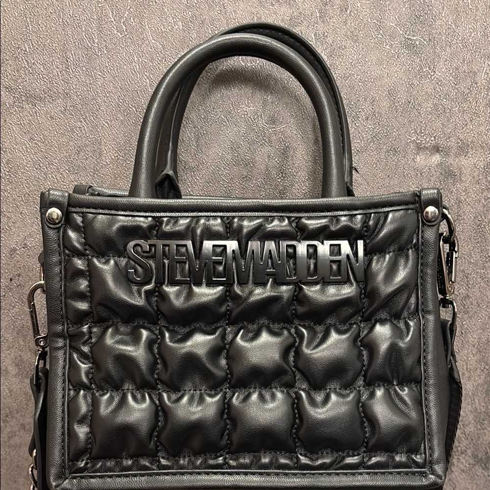 Steve Madden Black Quilted Tote Bag